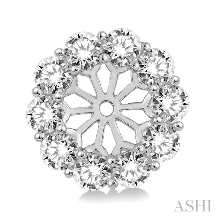 1 ctw Round Cut Diamond Earring Jacket in 14K White Gold