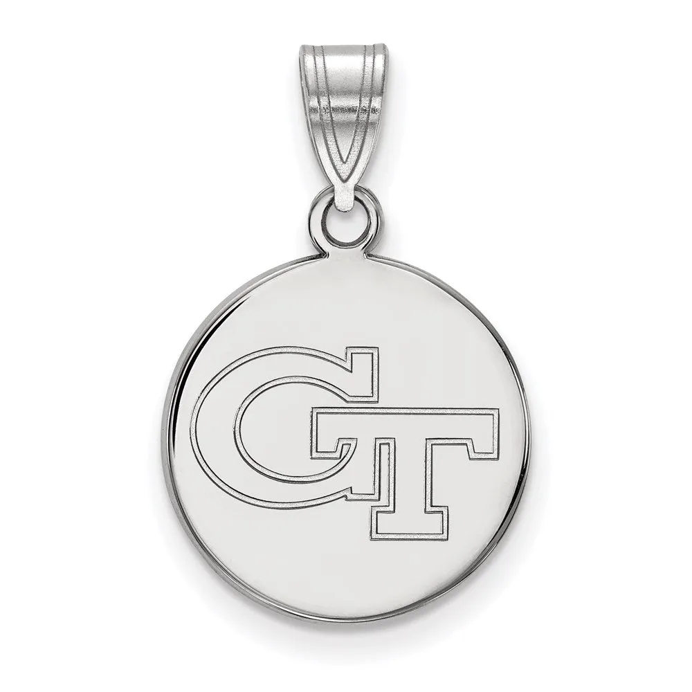 10K White Gold Georgia Institute of Technology Medium Disc Pendant