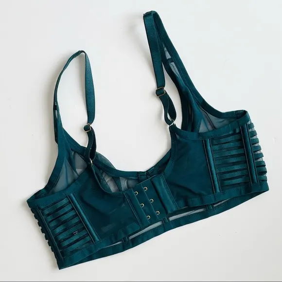 32D Victoria’s Secret green sheer mesh plunge bra