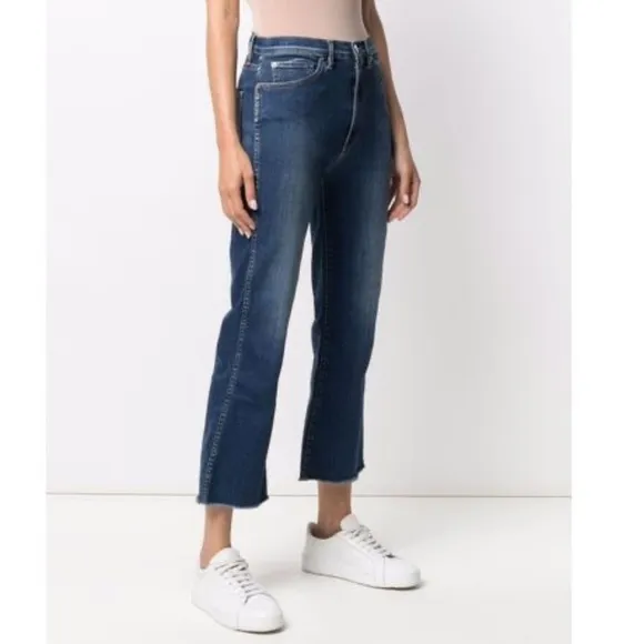 3x1 New York Emma Cropped Flare Jeans in Brightstone Made in Italy Raw Hem 25