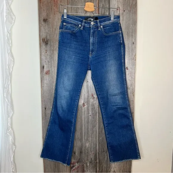 3x1 New York Emma Cropped Flare Jeans in Brightstone Made in Italy Raw Hem 25