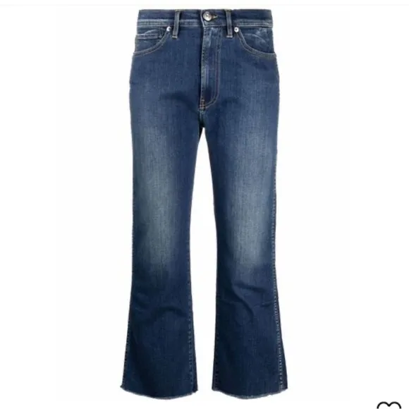 3x1 New York Emma Cropped Flare Jeans in Brightstone Made in Italy Raw Hem 25