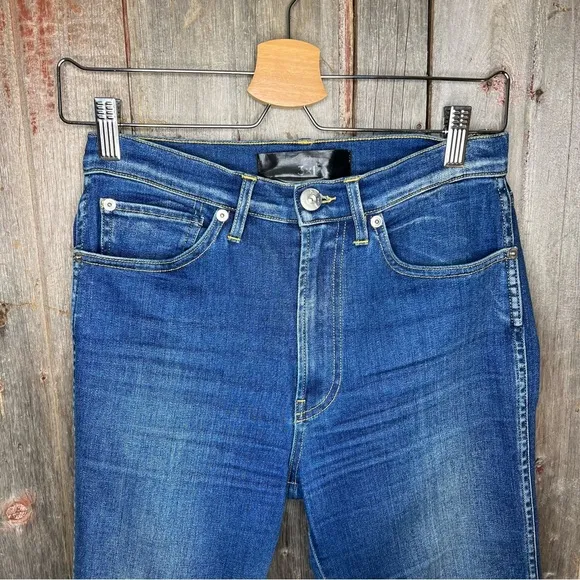3x1 New York Emma Cropped Flare Jeans in Brightstone Made in Italy Raw Hem 25