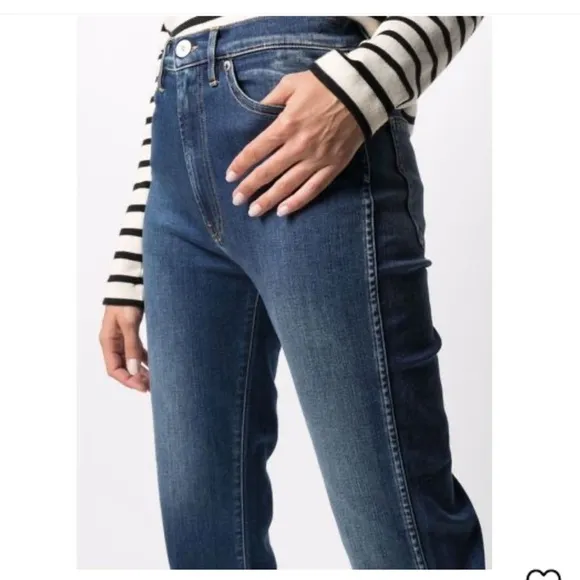 3x1 New York Emma Cropped Flare Jeans in Brightstone Made in Italy Raw Hem 25