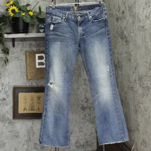 7 For All Mankind Womens Distressed Flared Jeans 167057a0d111e4 Blue Wash 31