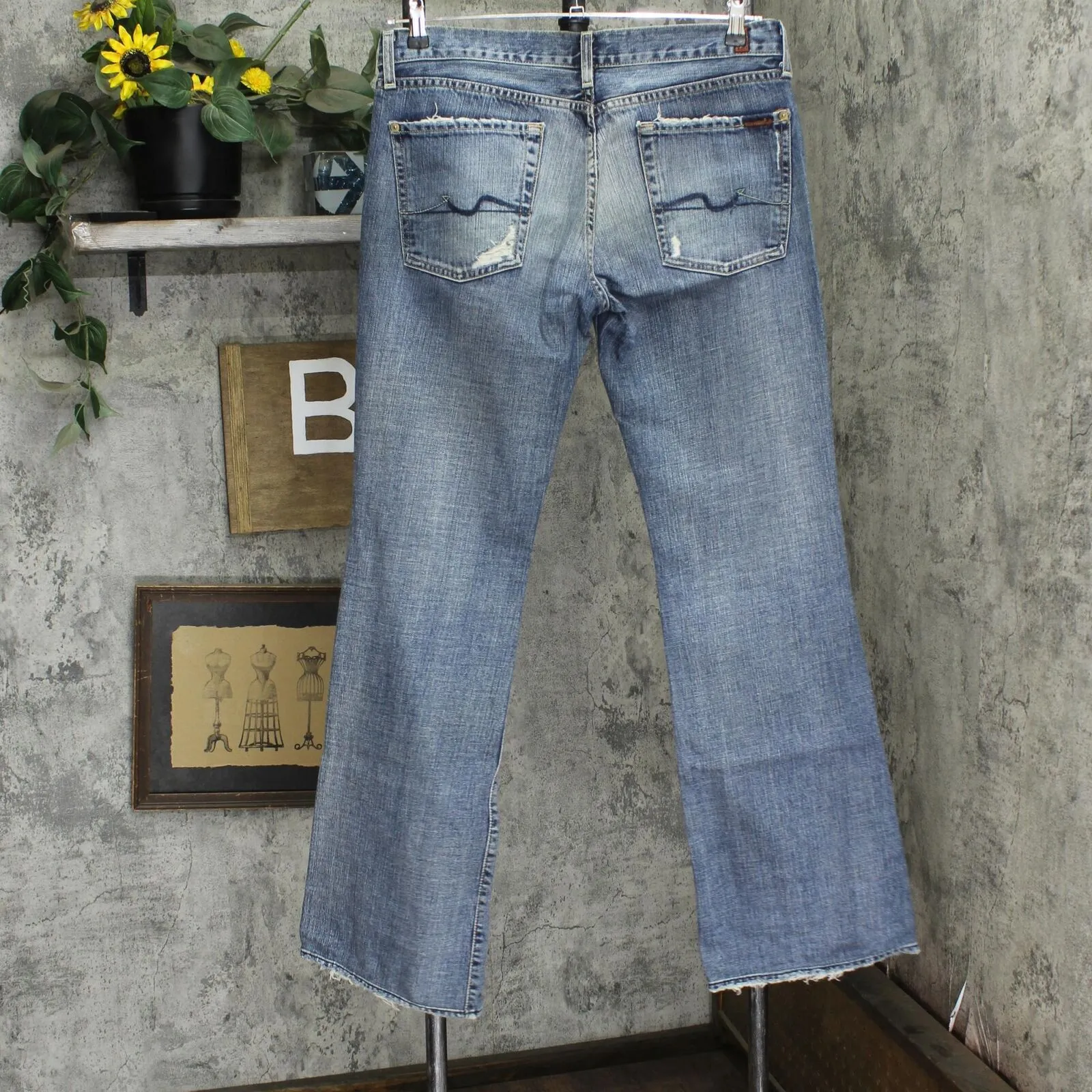 7 For All Mankind Womens Distressed Flared Jeans 167057a0d111e4 Blue Wash 31