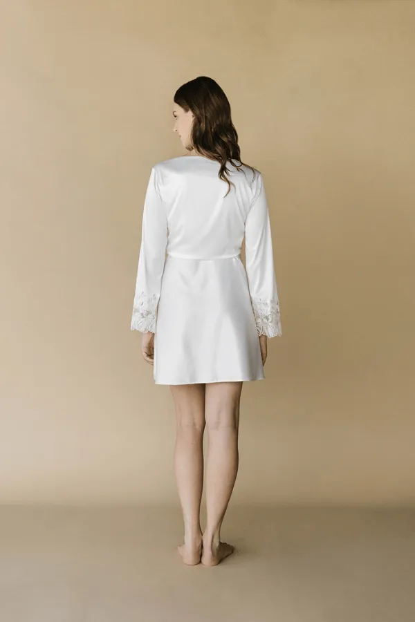Agathe Short Robe- White