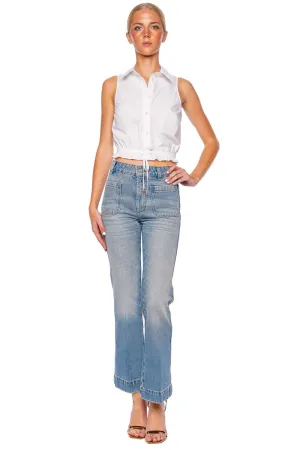 Alina Pale Blue Cropped Kick Jean