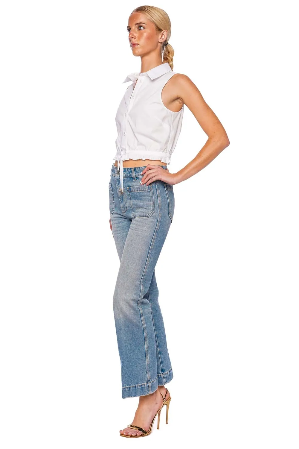 Alina Pale Blue Cropped Kick Jean
