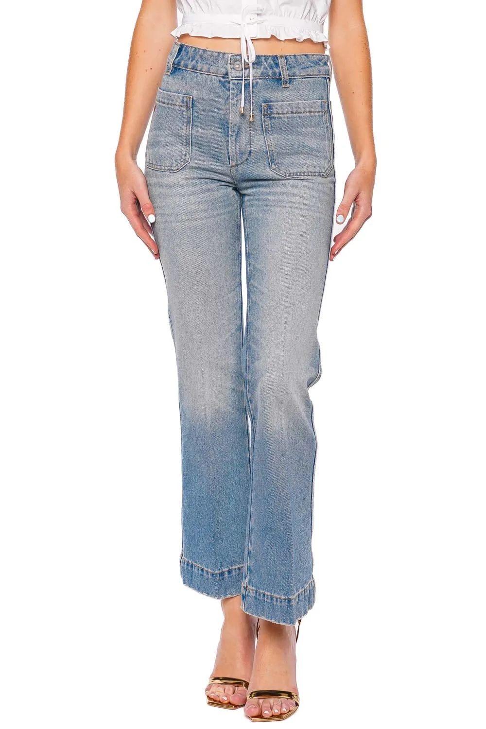 Alina Pale Blue Cropped Kick Jean