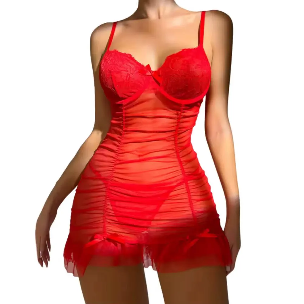All Over Me Sheer Playsuit w/ G-String