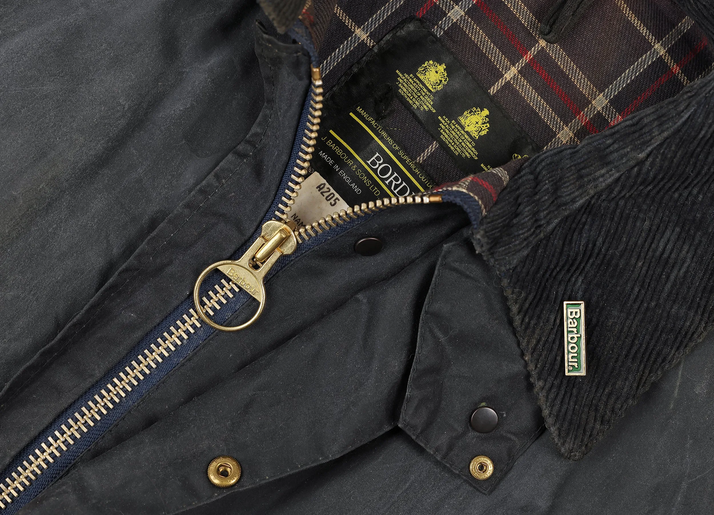 Barbour Border Wax Jacket Coat - Blue - M