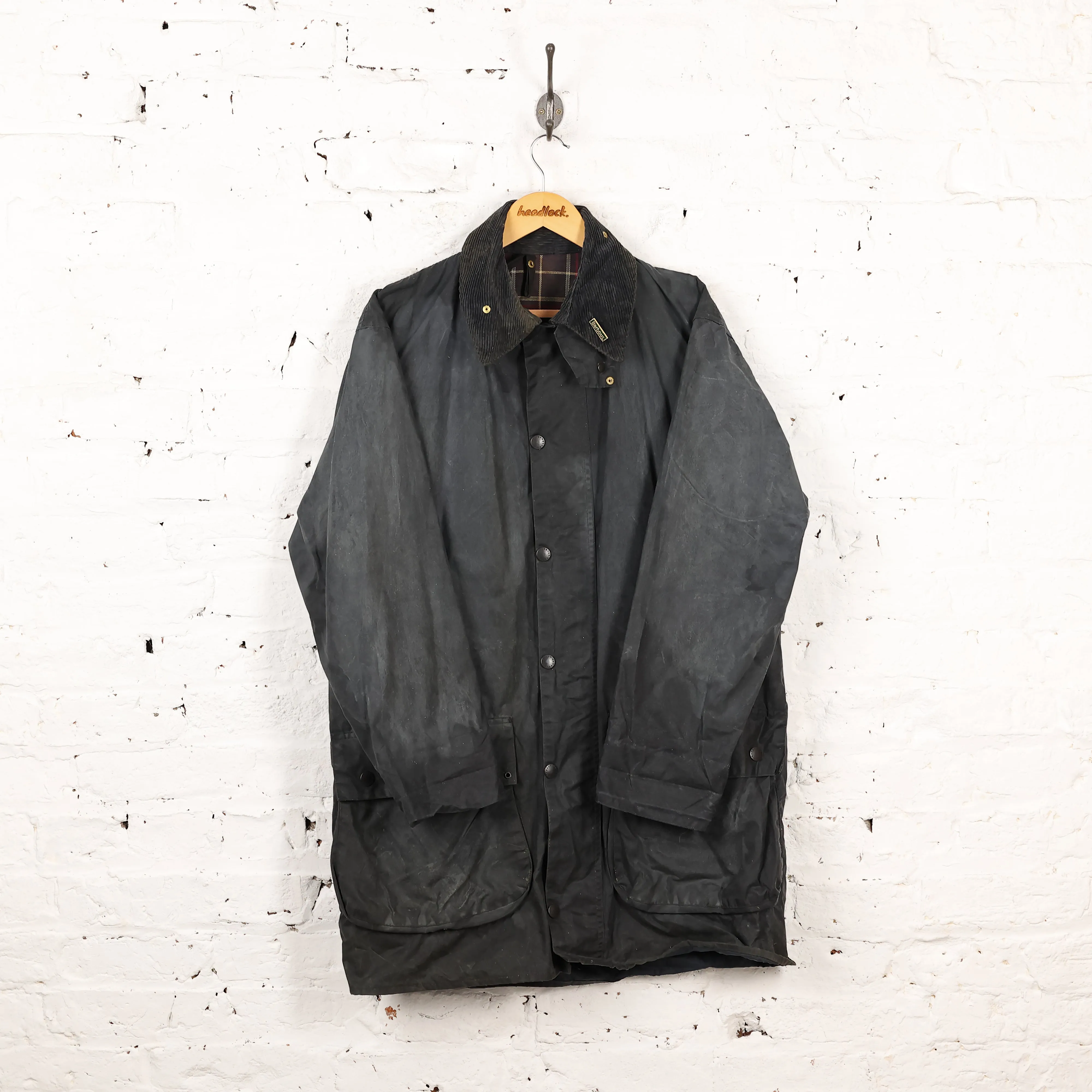 Barbour Border Wax Jacket Coat - Blue - M