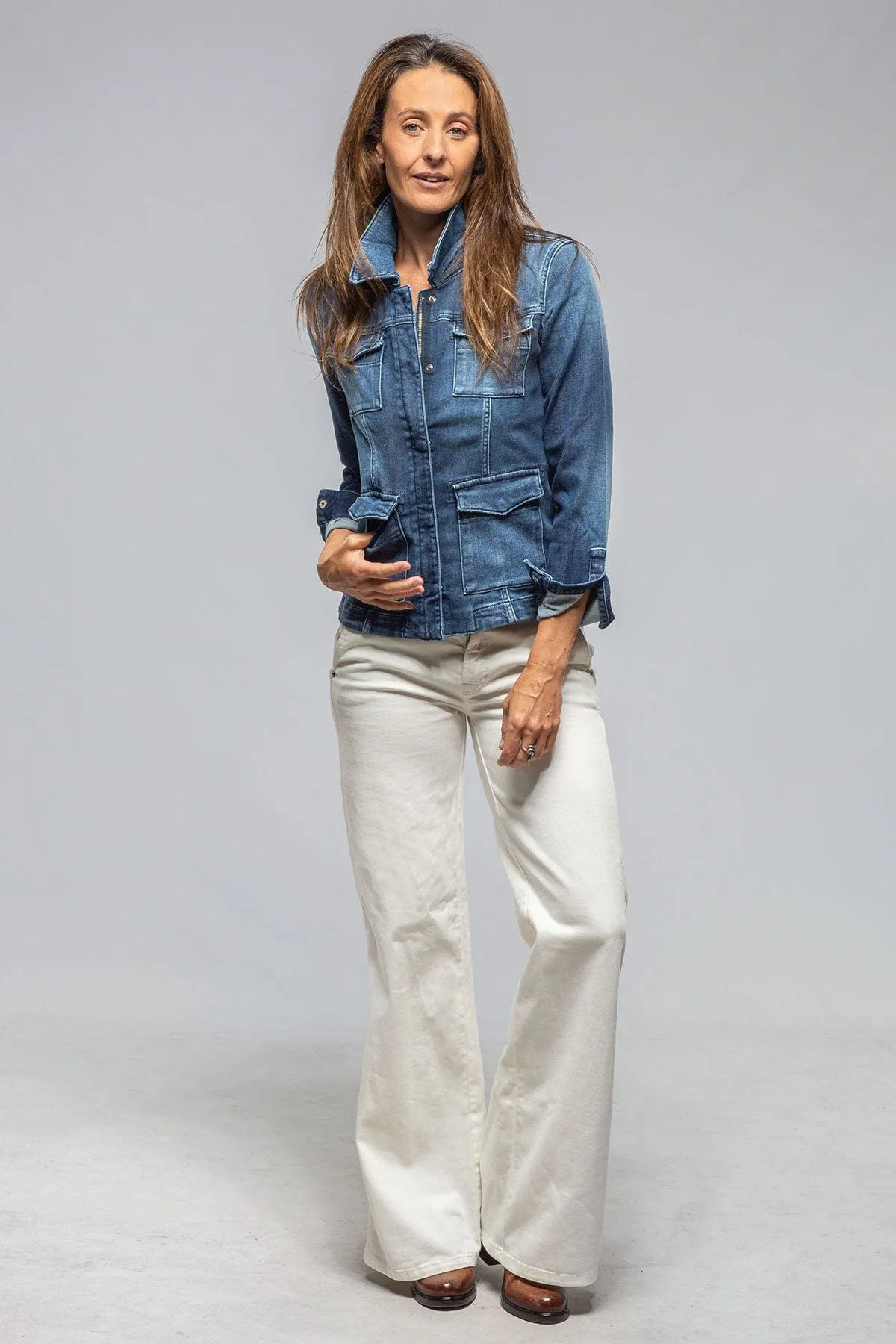 Beale Over-Dyed Denim Jacket In Mid Dark Blue