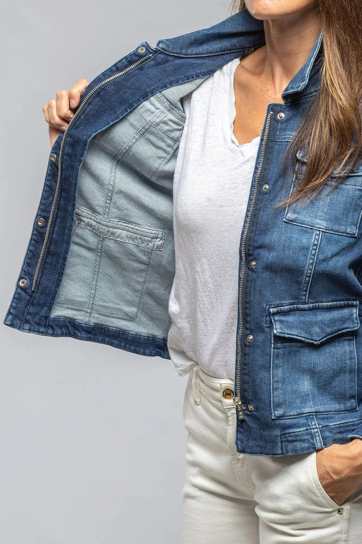Beale Over-Dyed Denim Jacket In Mid Dark Blue