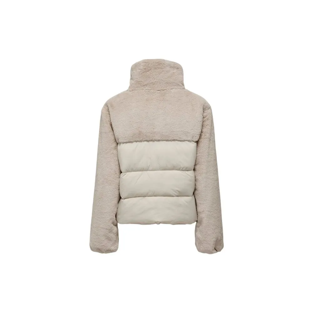 Beige Polyester Jackets & Coat