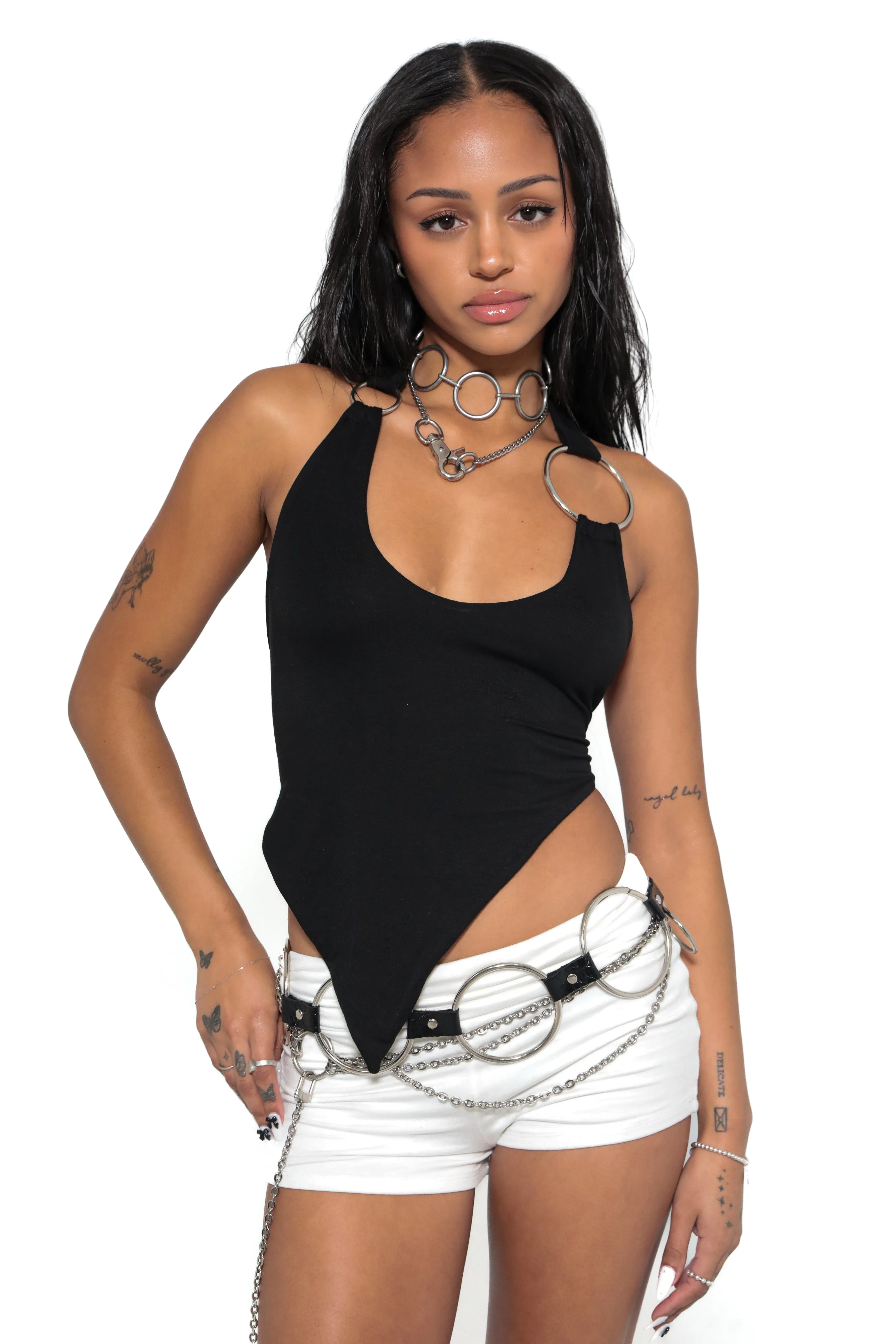 Black Bamboo Asymmetrical Halter