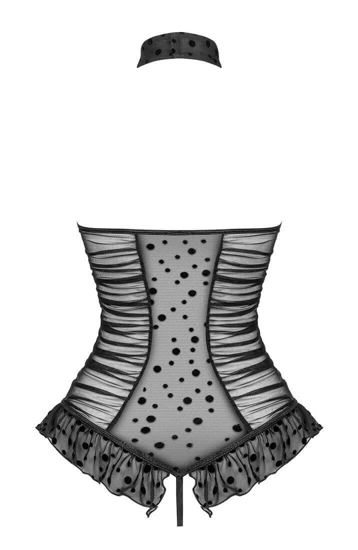 Black bodysuit lingerie with lace-up - Carla