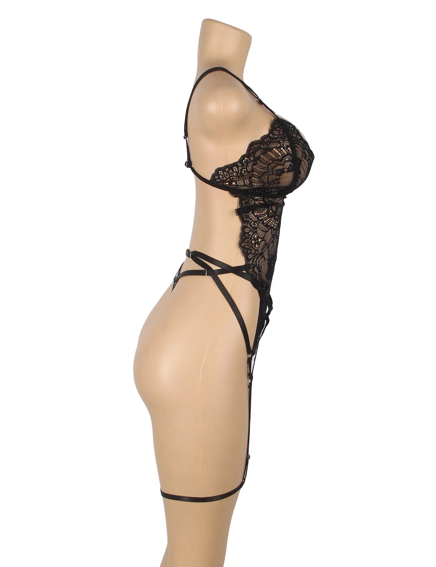 Black Sexy Lace See Through Police Egypt Cosplay Bondage Bodysuit Lingerie