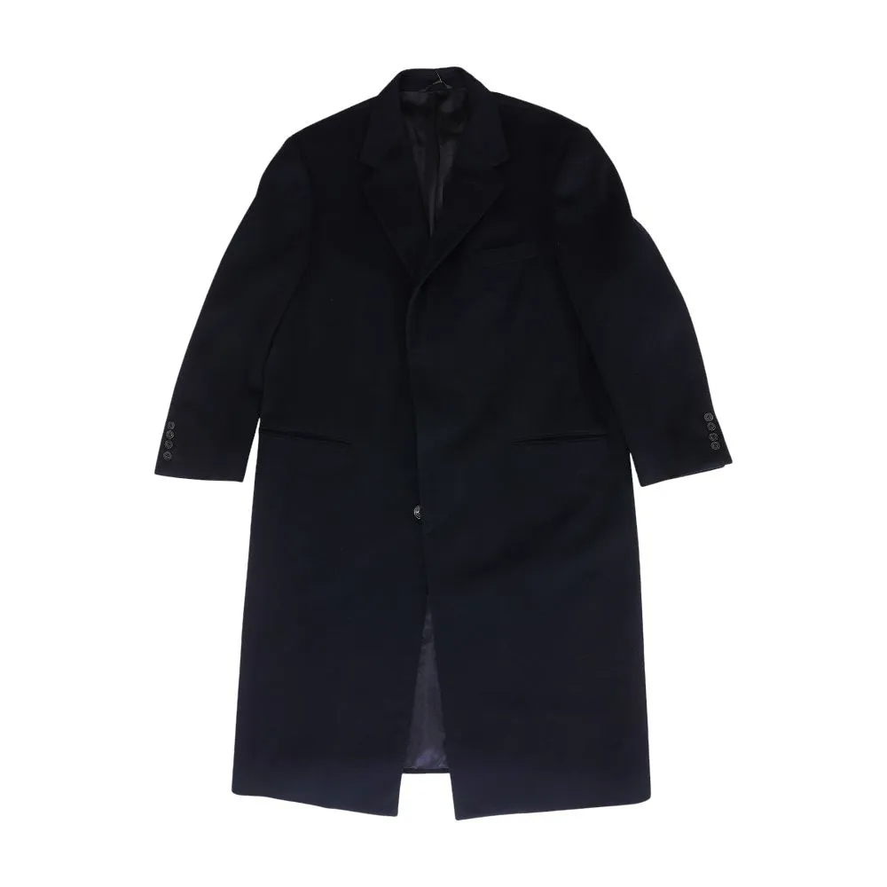 Black Solid Peacoat Coat