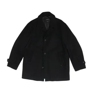 Black Solid Peacoat Coat