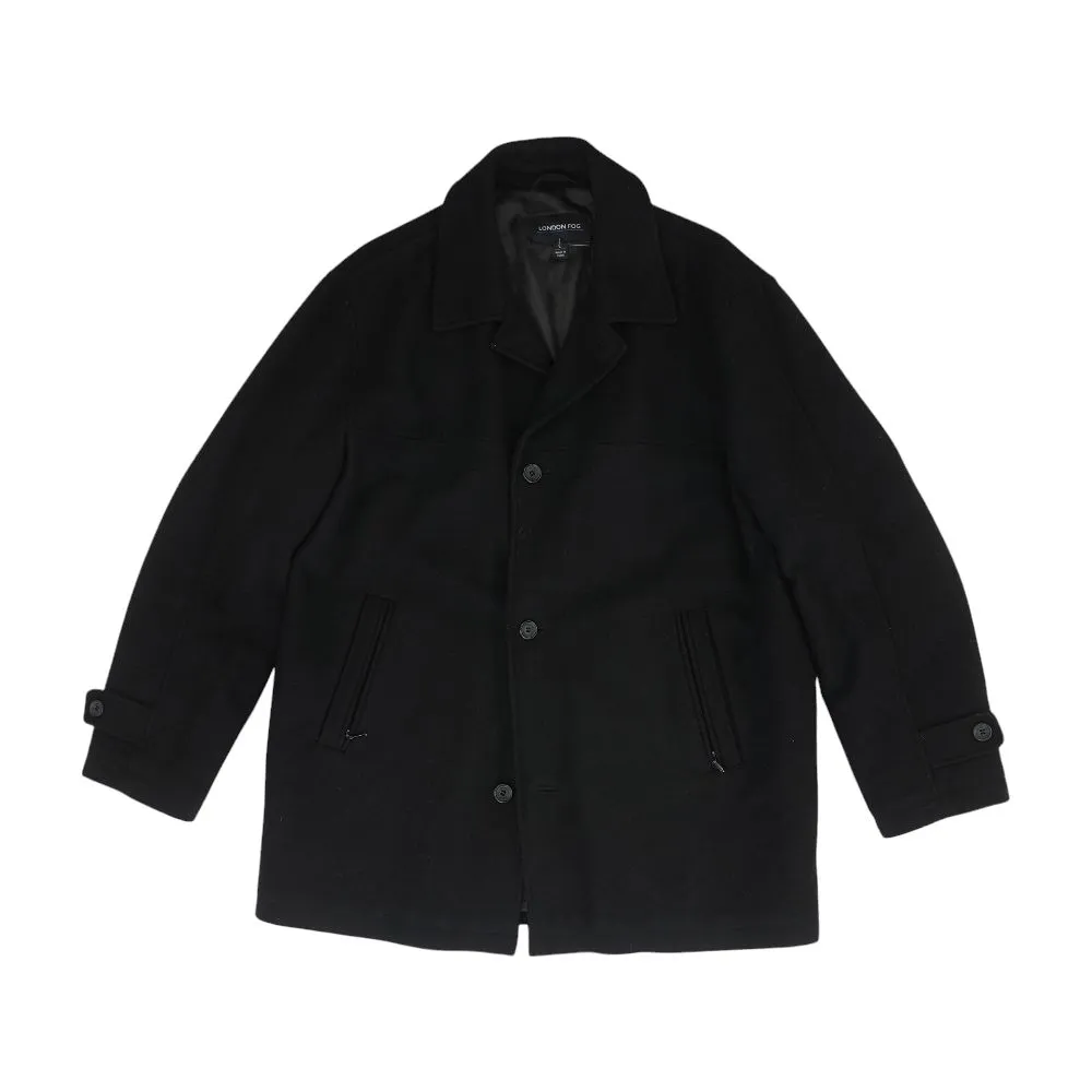 Black Solid Peacoat Coat