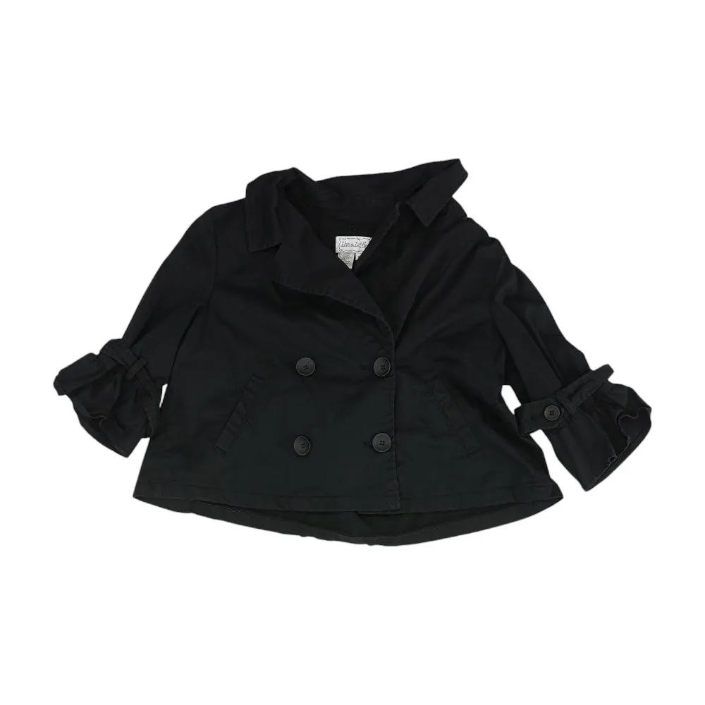Black Solid Peacoat Jacket