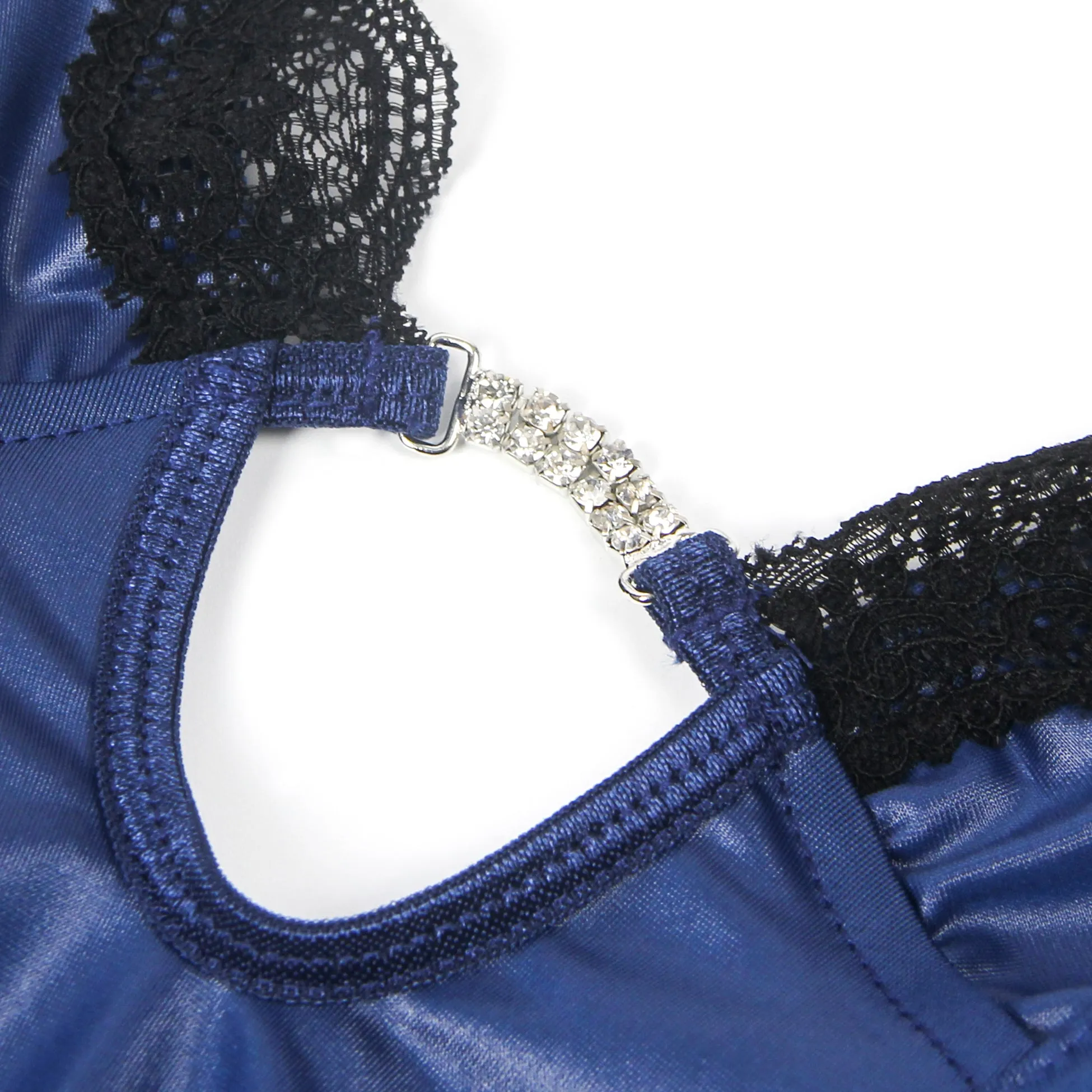 Blue Sexy Faux Leather Bodysuit Egypt