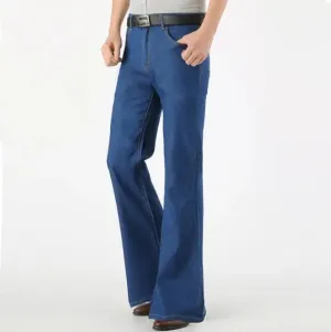 BlueRetro Nostalgische Herren Sommer Vintage Denim-Hosen mit Flared-Schnitt