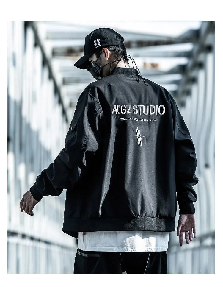 Bonsir Men's Pilot Baseball Jacket Techwear Multi Pocket Tactical Functional Windbreaker Jackets  Coat Men