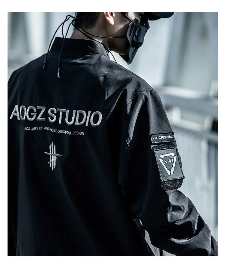 Bonsir Men's Pilot Baseball Jacket Techwear Multi Pocket Tactical Functional Windbreaker Jackets  Coat Men