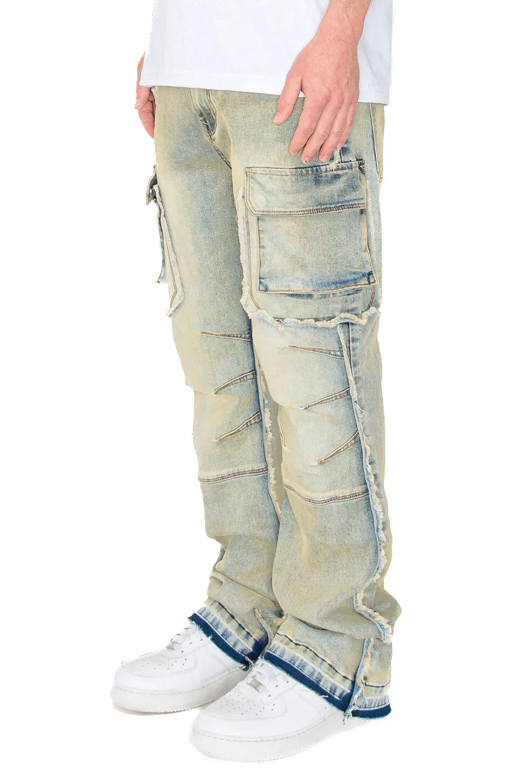 Bootcut Raw Edge Double Cargo Denim Jeans