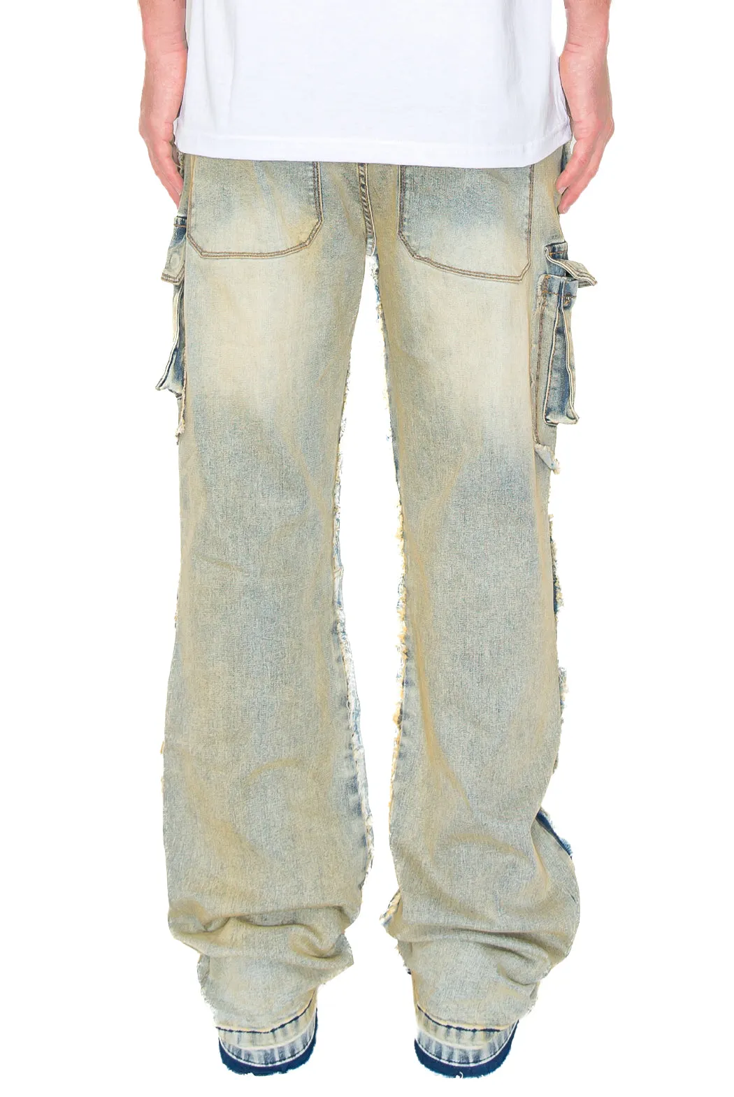 Bootcut Raw Edge Double Cargo Denim Jeans