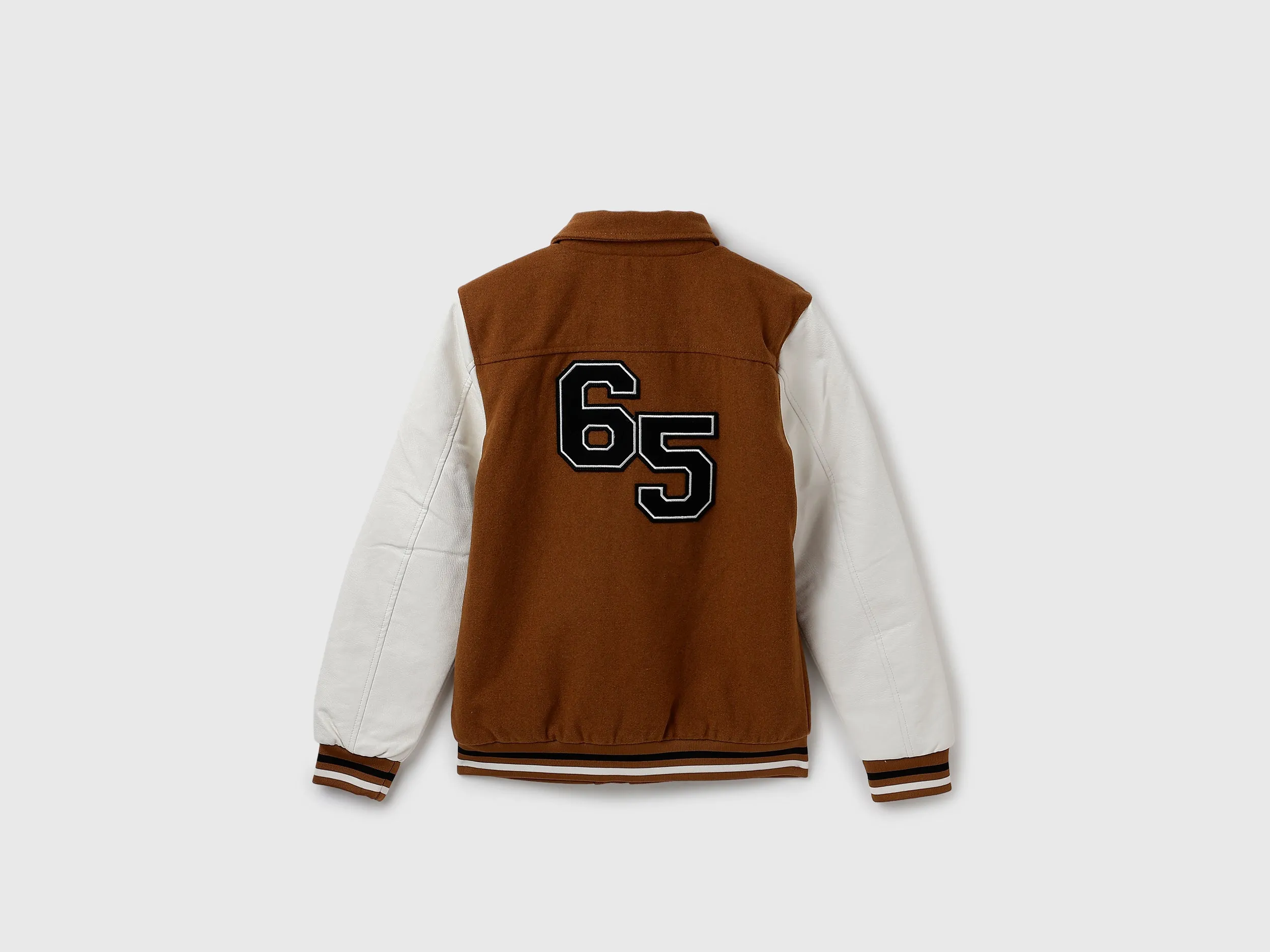 Boy's Regular Fit Rabbit Badge Embroidered Varsity Jacket