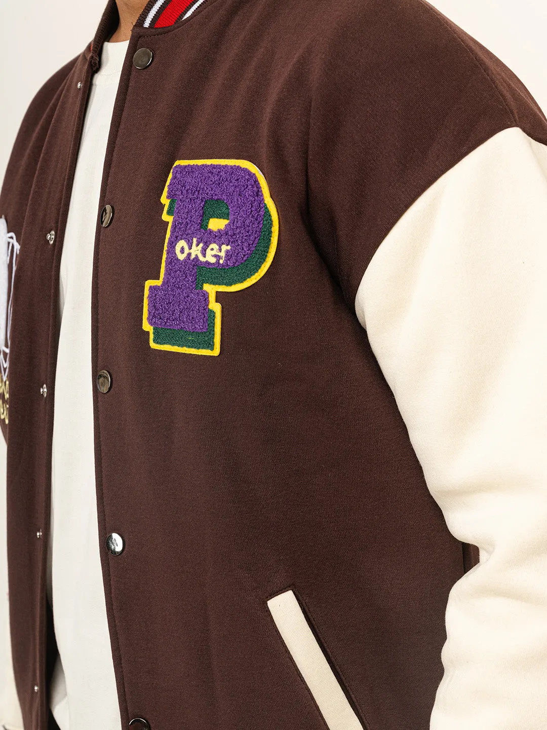 Brown Poker Varsity Jacket