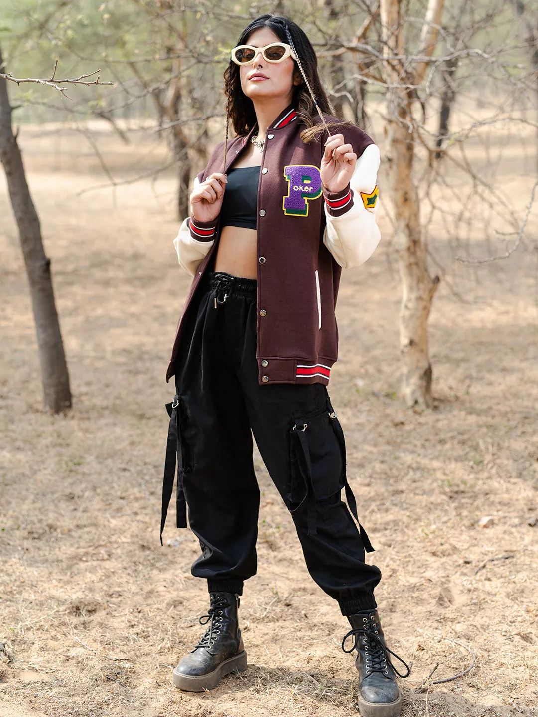Brown Poker Varsity Jacket