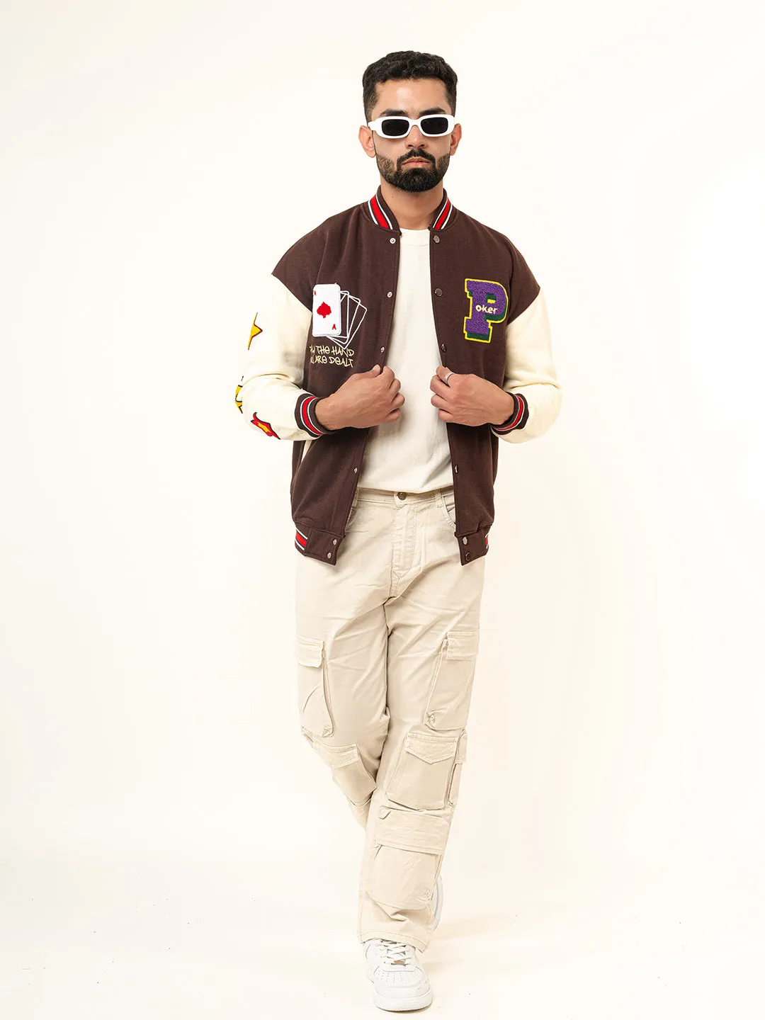 Brown Poker Varsity Jacket