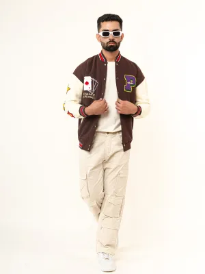 Brown Poker Varsity Jacket