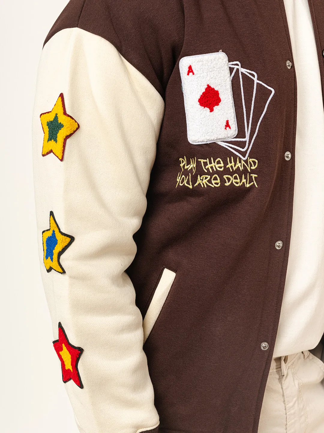 Brown Poker Varsity Jacket