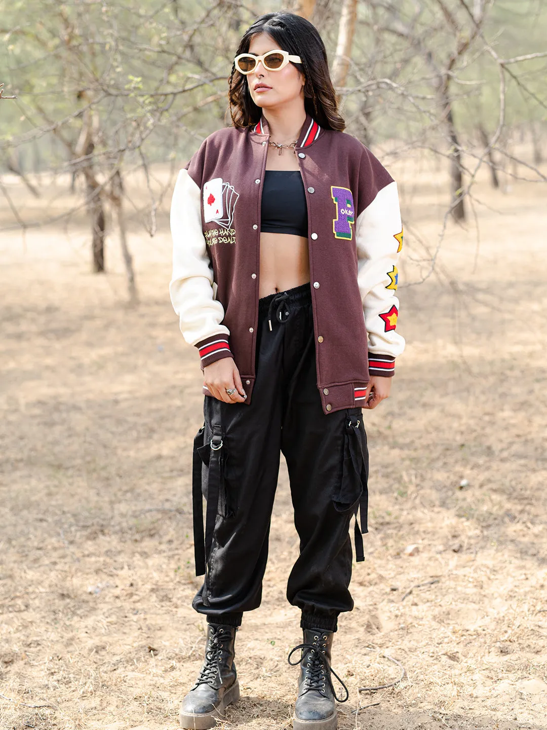 Brown Poker Varsity Jacket