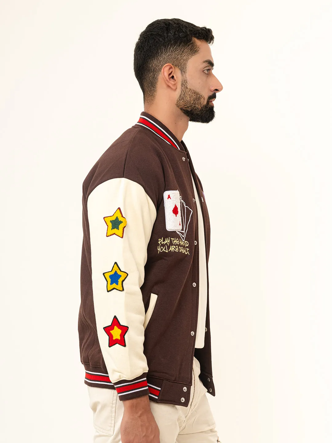 Brown Poker Varsity Jacket
