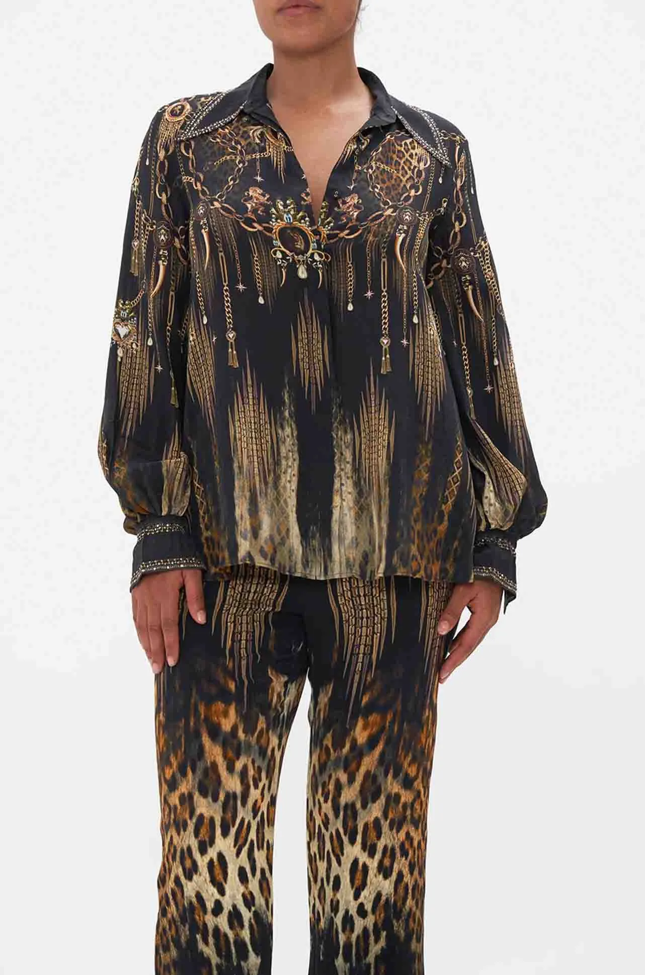 Camilla - Jungle Dreaming Curved Collar Blouse