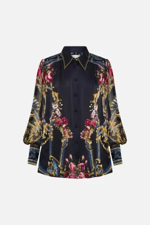 CAMILLA | ORNATE ON A PLATE BUTTON THROUGH BLOUSON SLEEVE BLOUSE