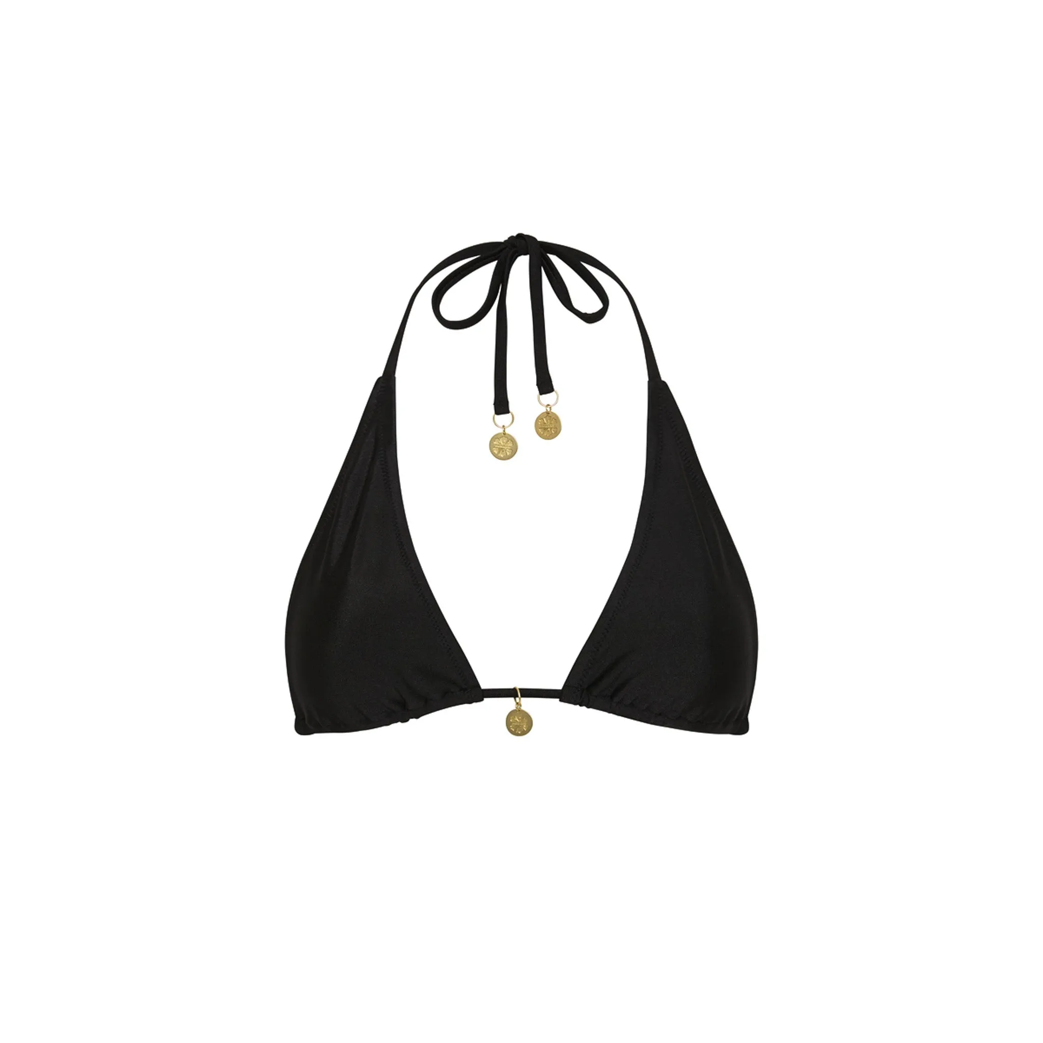 Classic Tie Halter Bikini Top - Moonlight Black