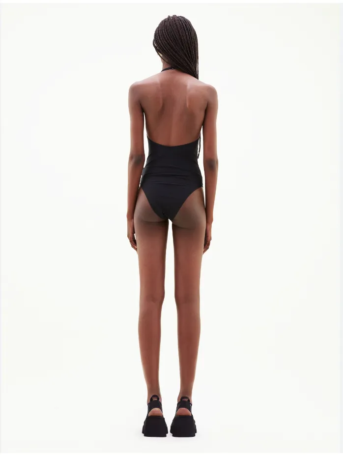 Courreges Techno Mat Jersey Lingerie Bodysuit Black