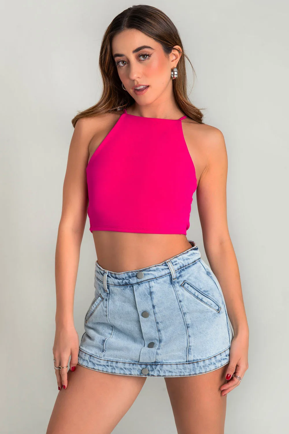 Crop top de tirantes cruzados escote espalda