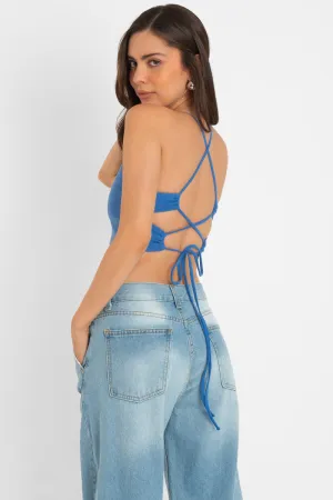 Crop top de tirantes cruzados escote espalda