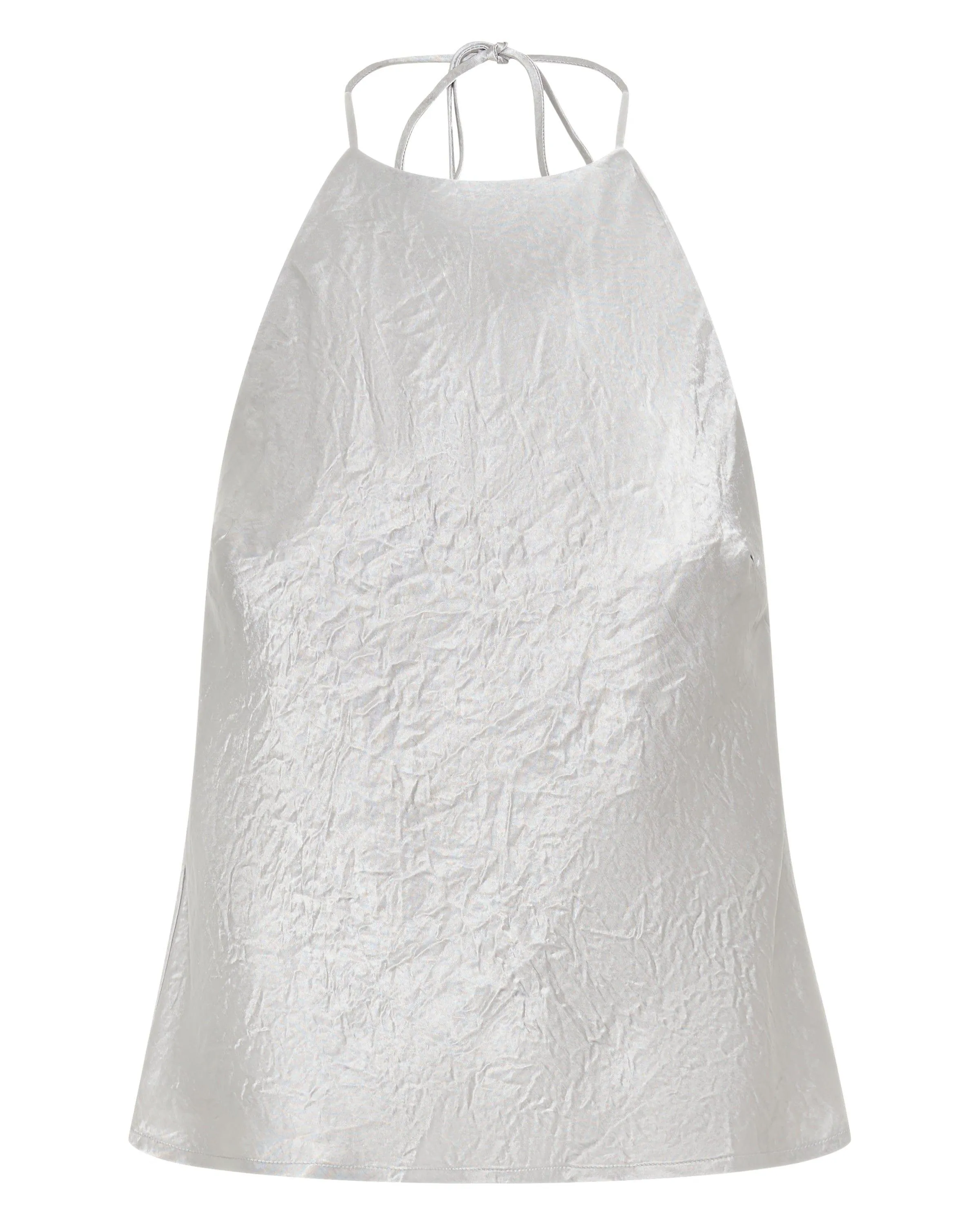 CRUSH BIAS HALTER TOP | SILVER