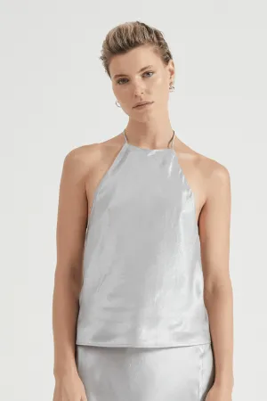 CRUSH BIAS HALTER TOP | SILVER