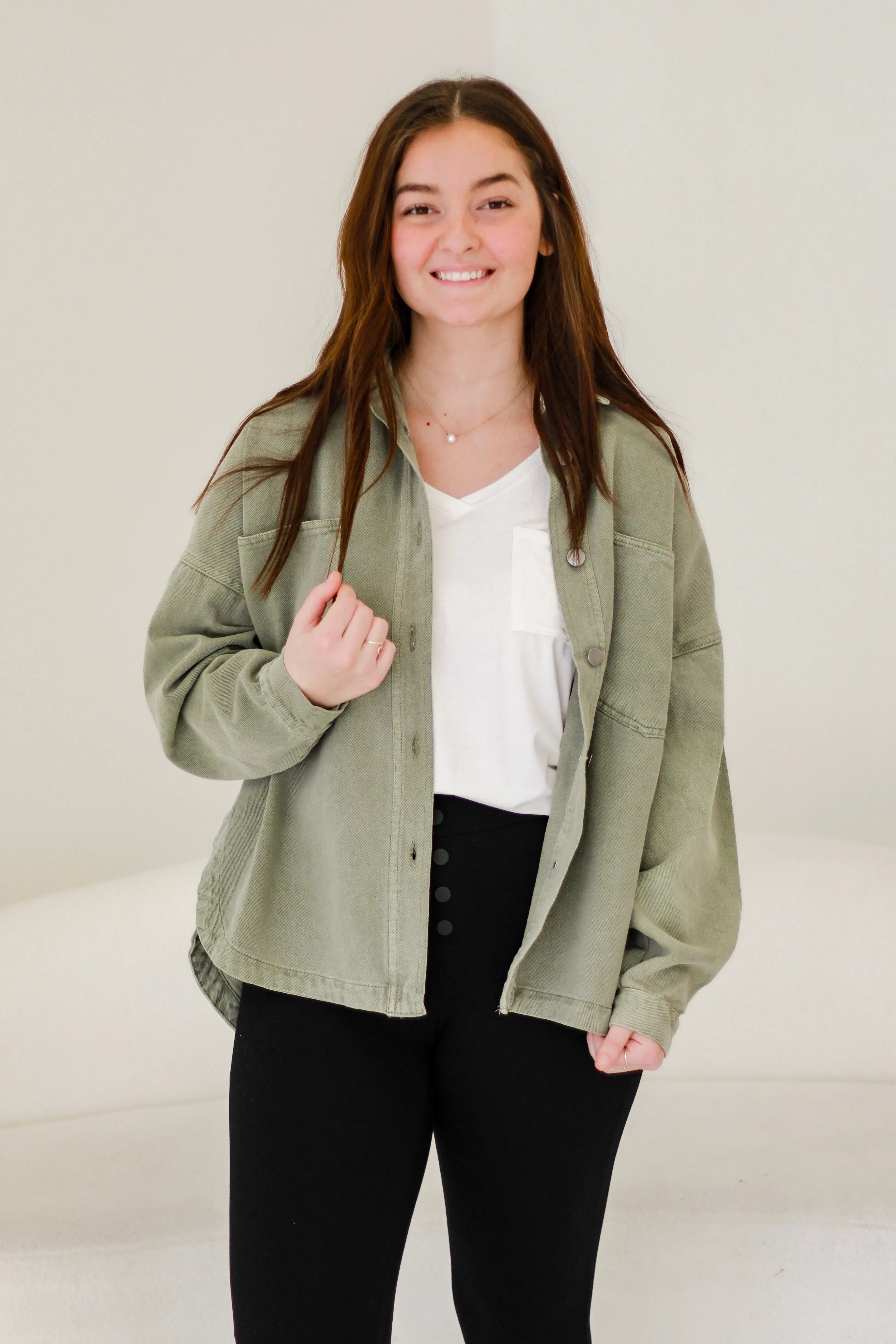 Dare to Dream Olive Denim Jacket